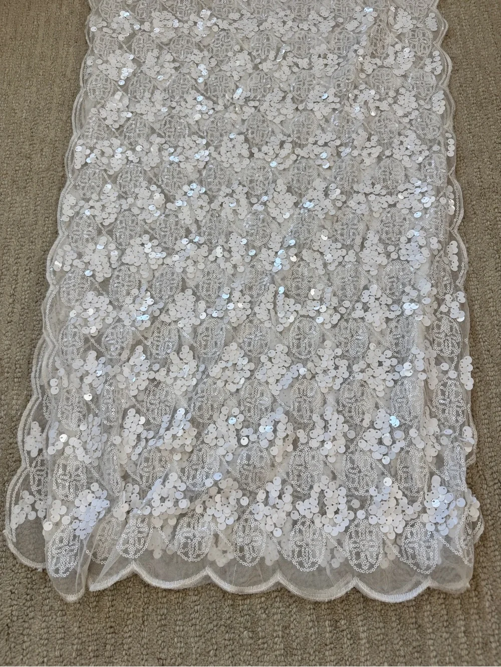 Capulet White Lace Decorative Scarf with Sequin Detail